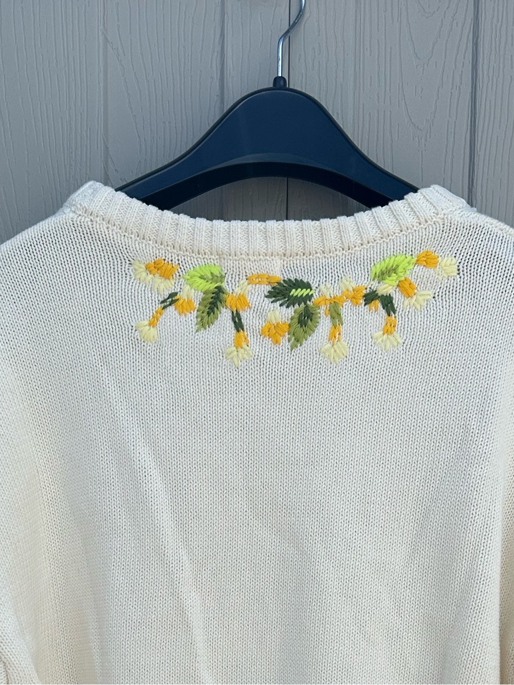 Tiny by Anthropologie Cream Sweater with Yellow & Green Floral Embroidery - Picture 4 of 5